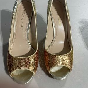 Enzo Angiolini sequin open toe pump.